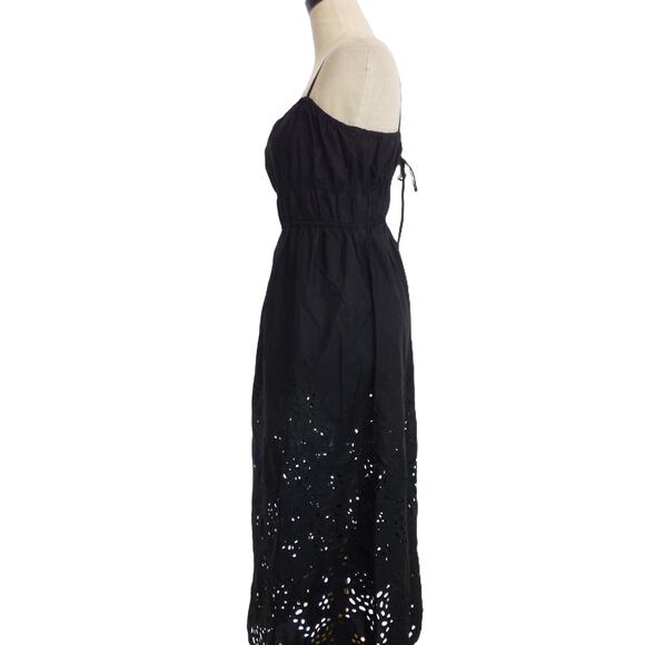 NWT Madewell Embroidered Tank Midi Dress in Poplin Black Eyelent 6 - Picture 4 of 9